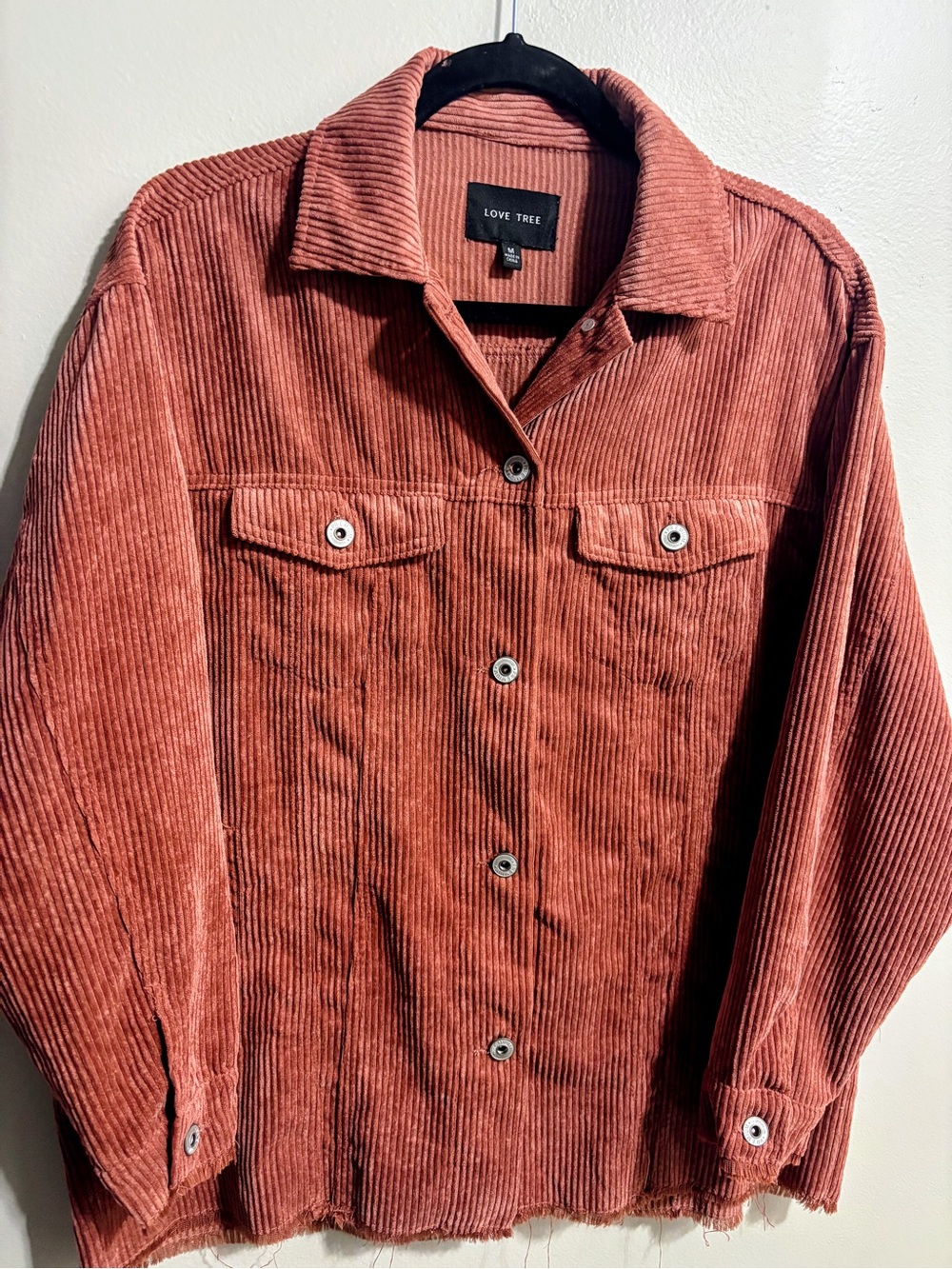 Love Tree women’s terracotta Corduroy Button-Down Shirt Jacket. Medium